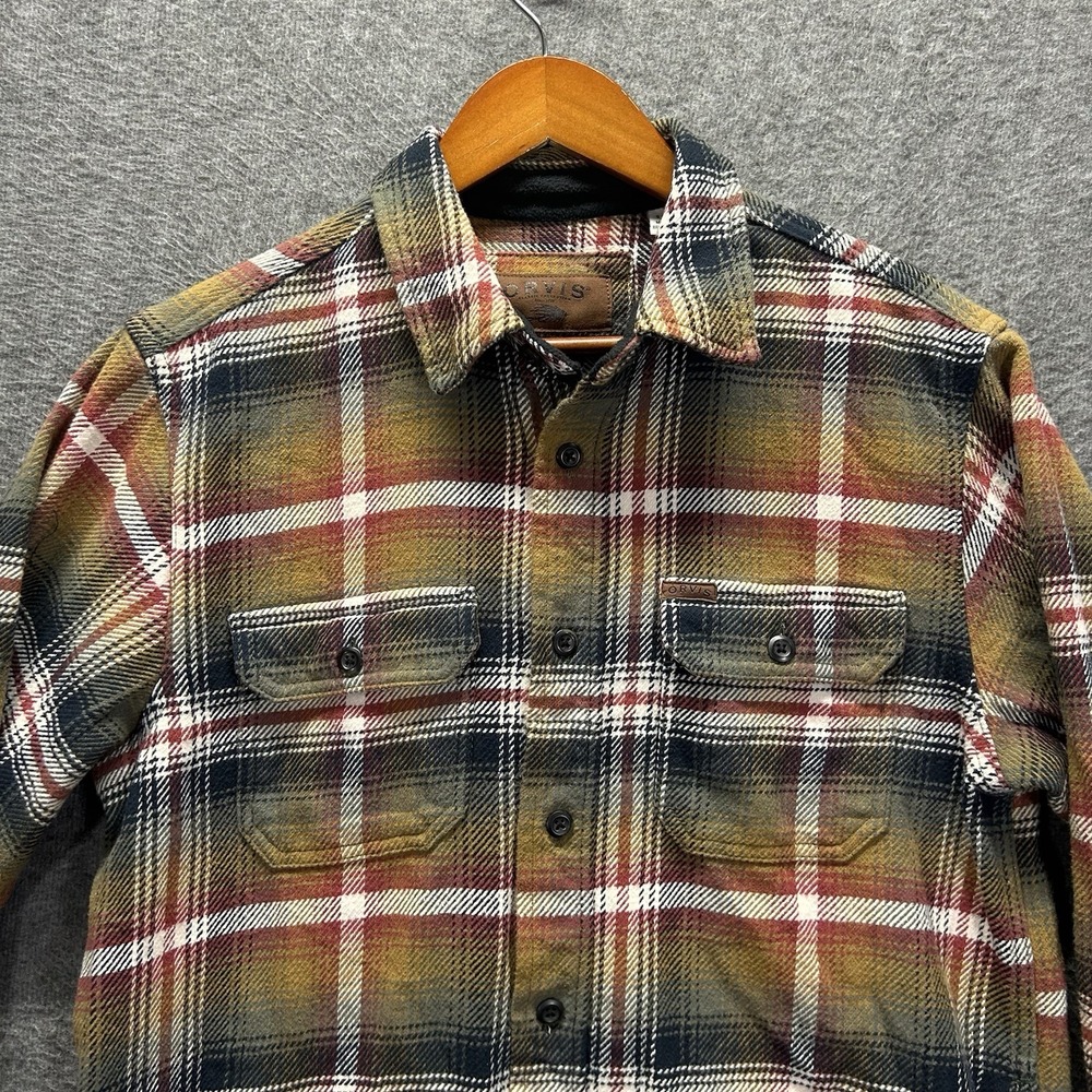 Orvis‎ Men's Spread Collar Plaid Flannel Shirt Jacket Multi Size Small